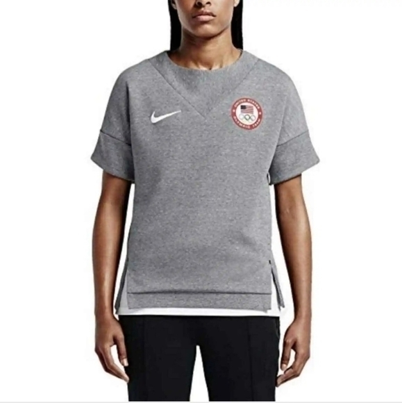 Nike US Olympic Team Gray Shortsleeve Scuba‎ Sweatshirt - Picture 1 of 6